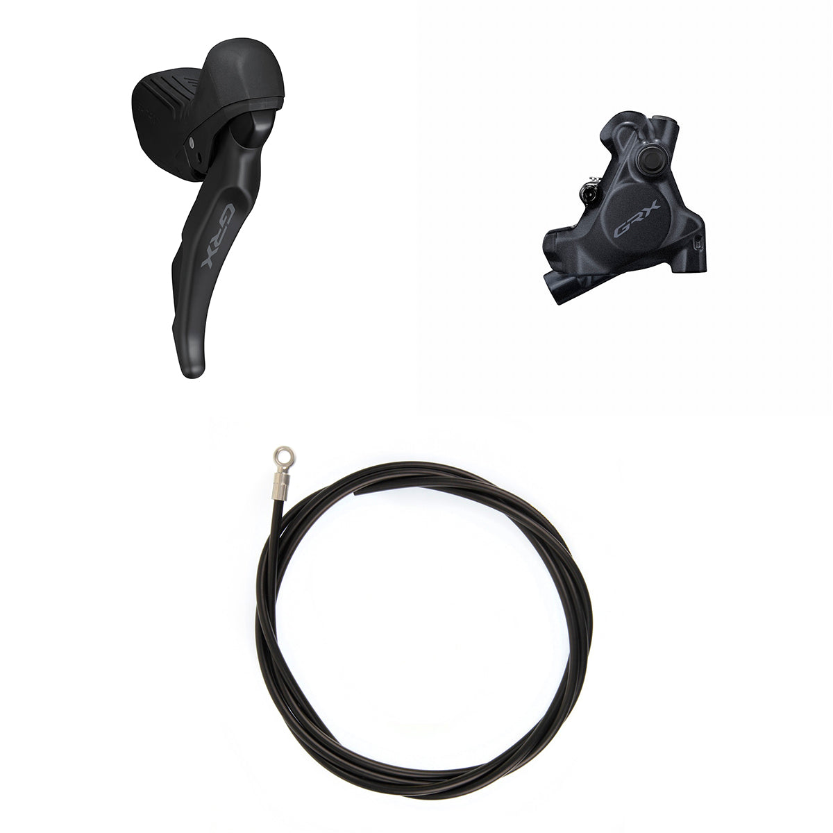 Kit Freno Disco Hidráulico Shimano GRX BR-RX410/ST-RX610 Trasero/Derecho Resina Aletas Sin Adaptador Latiguillo 1700mm Negro