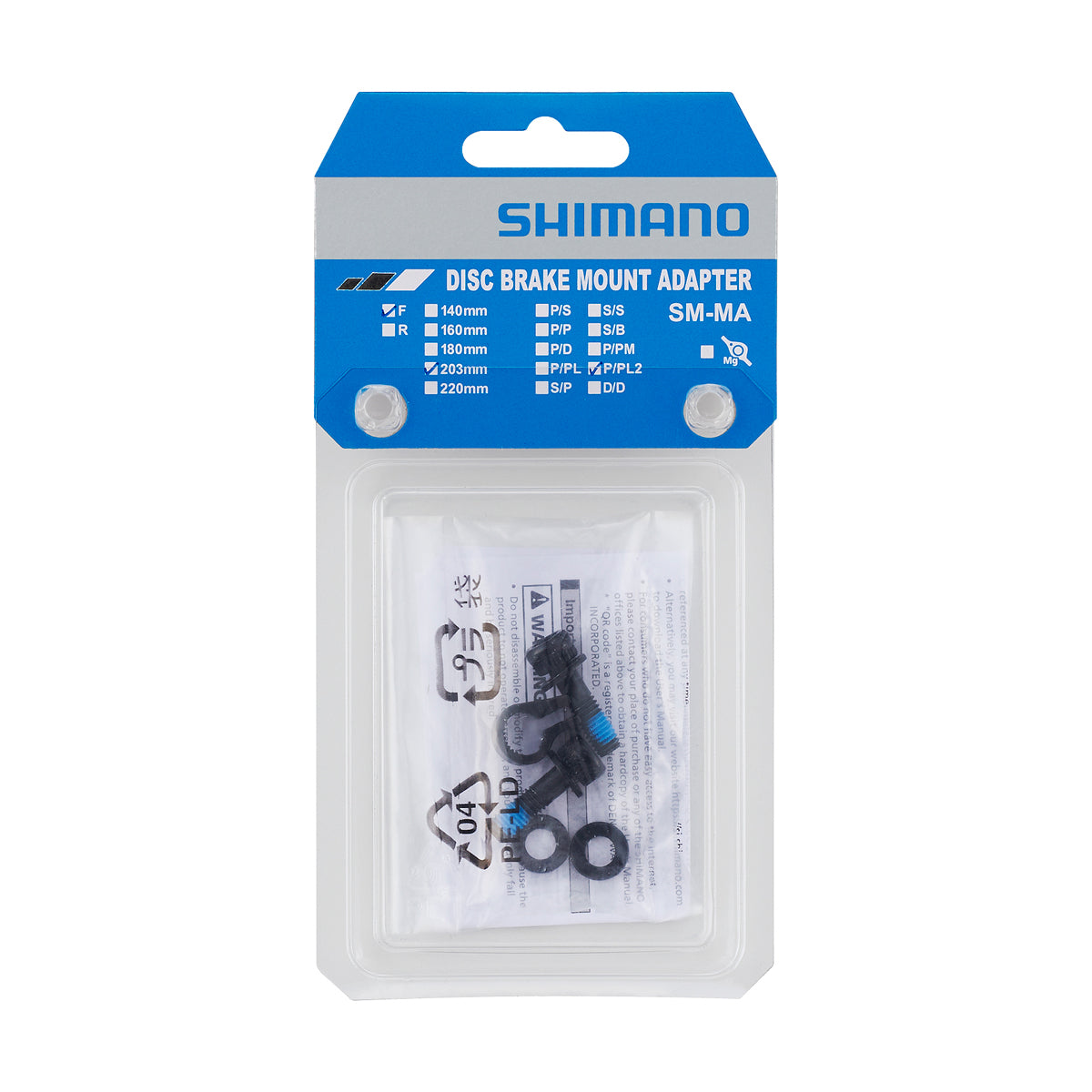 Adaptador Freno Disco Shimano SM-MA-F203-P/PL2 203mm Post Mount Negro