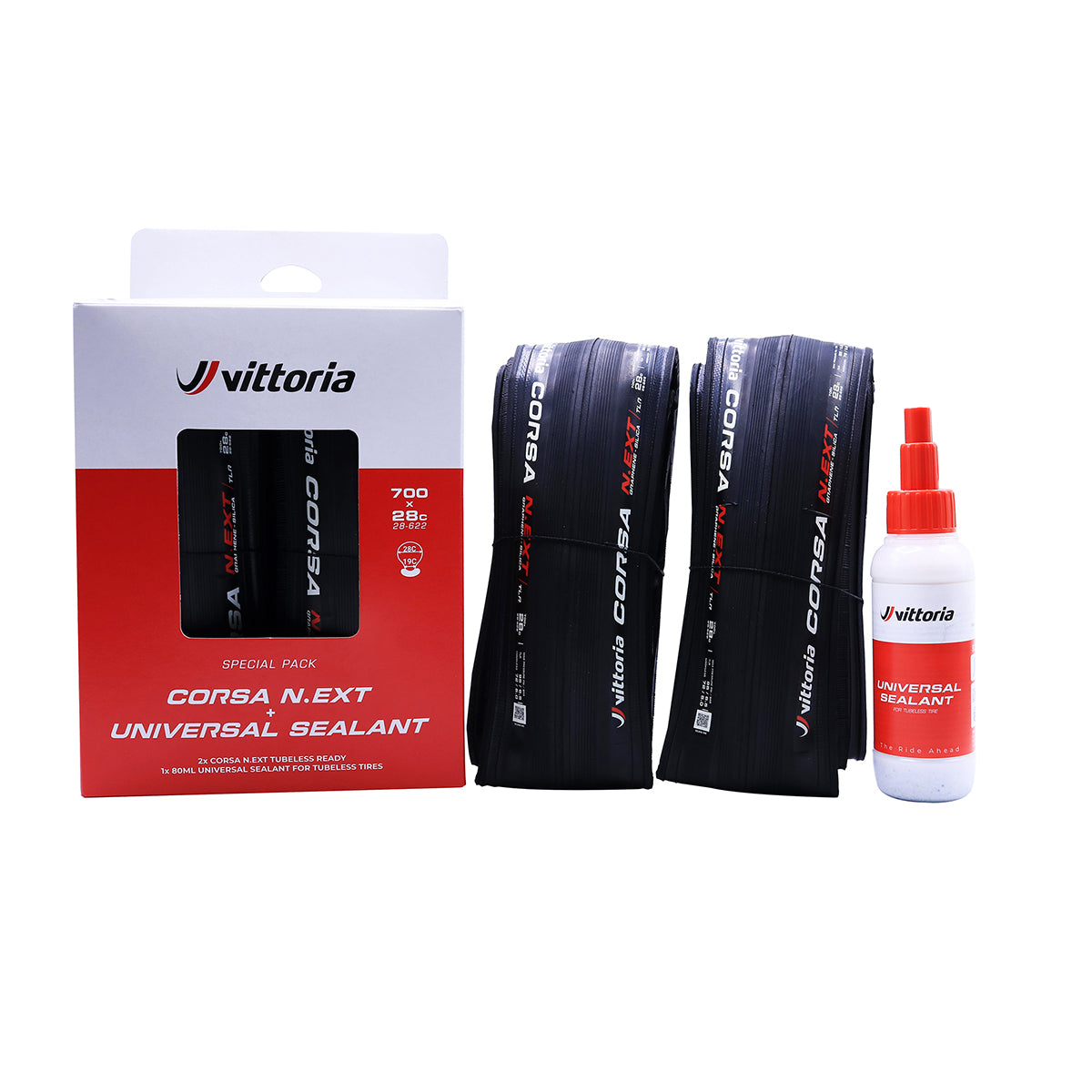 Pack 2 Cubiertas Vittoria Corsa N.EXT TLR Sellante 80ml Negro