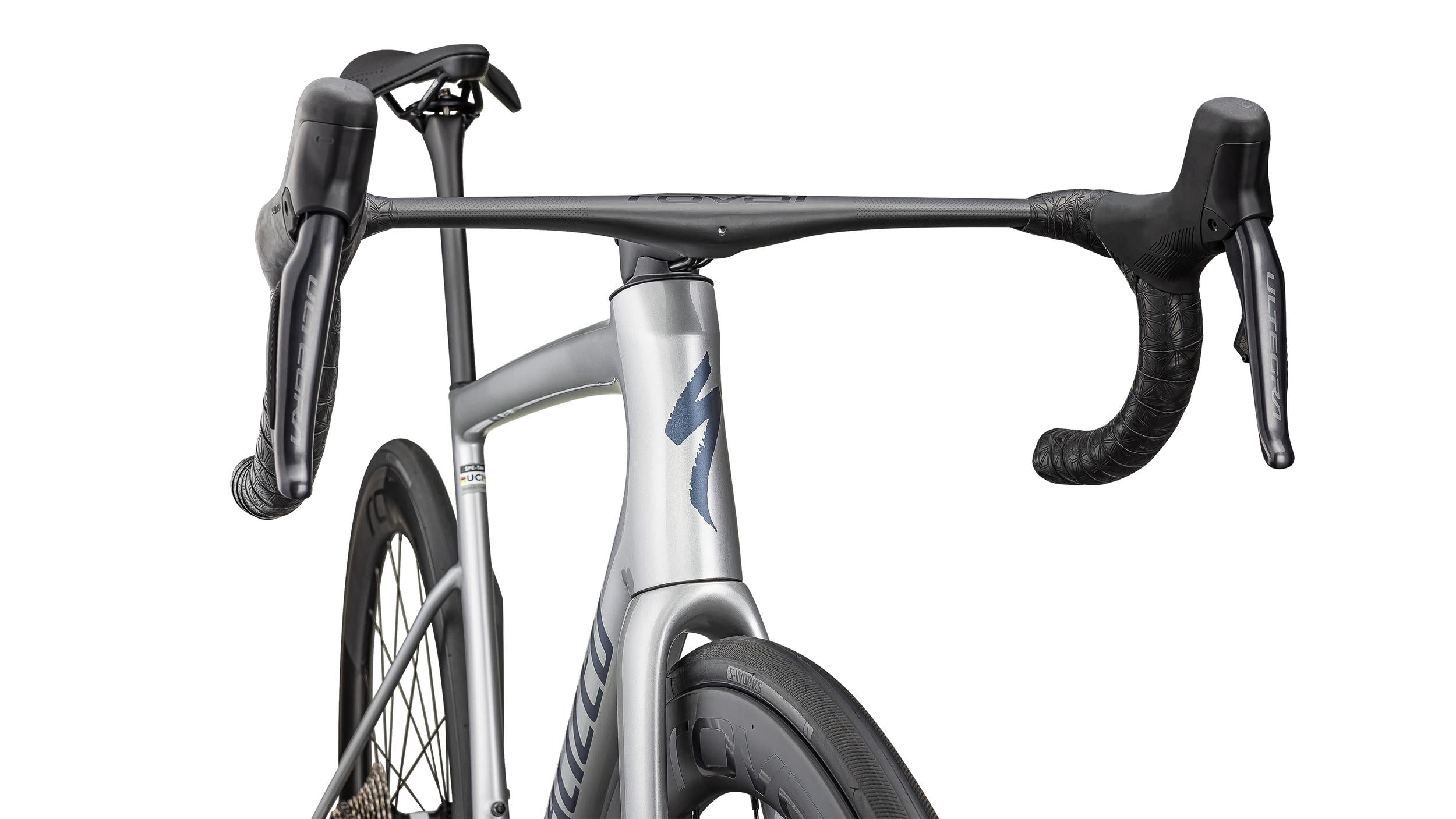 Bicicletas Carretera Tarmac SL8 Pro Ultegra Di2 Specialized 2025 Gloss Liquid Silver/Satin Blue Pearl Over Black Liquid Metal #5