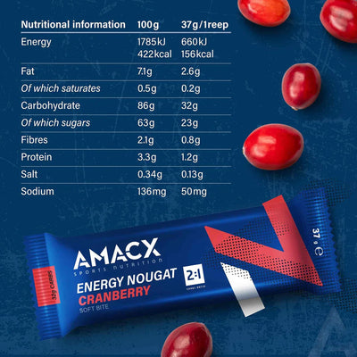 Barritas Energéticas Amacx Energy Nougat Arándano Rojo Caja 12uds Azul #4
