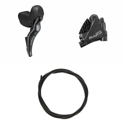 Kit Freno Disco Hidráulico Shimano Tiagra BR-4770/ST-4725 Trasero/Derecho Resina Aletas Sin Adaptador Latiguillo 1700mm Negro #2