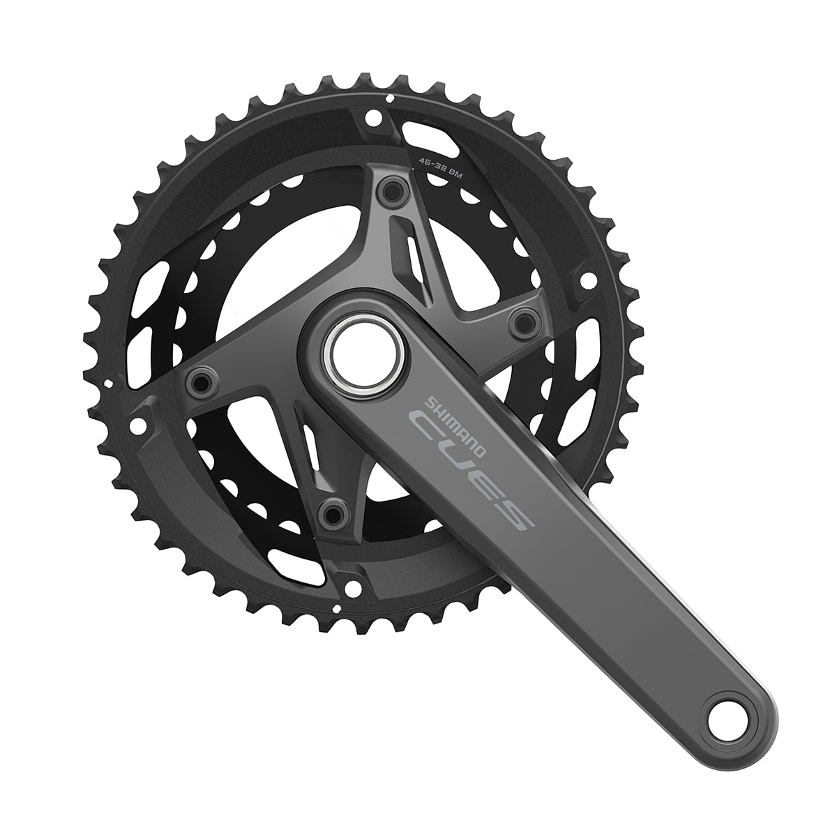 Juego Bielas/Platos Shimano Cues FC-U6010-2 Hollowtech II 46/32d 11v Sin Cazoletas Guia Cadena Negro