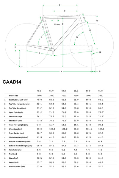 Cannondale CAAD14 3 SMU 2026 Negro - Geometría