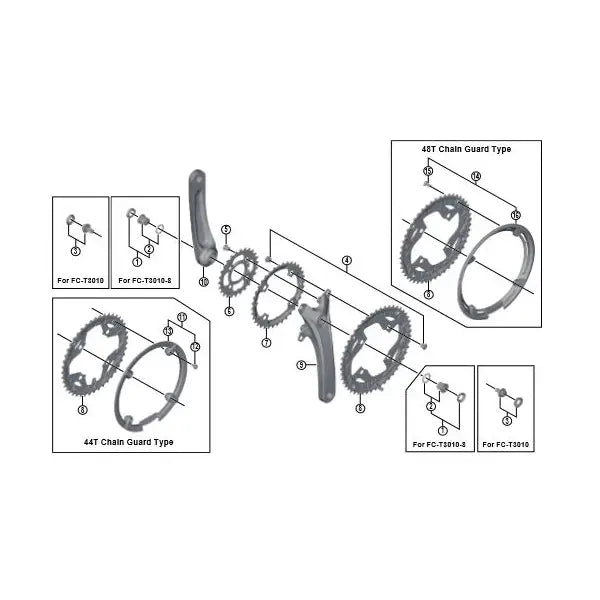 Biela Izquierda Shimano FC-T3010 Plata